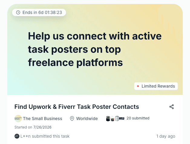Lead-generation task posted on Pond